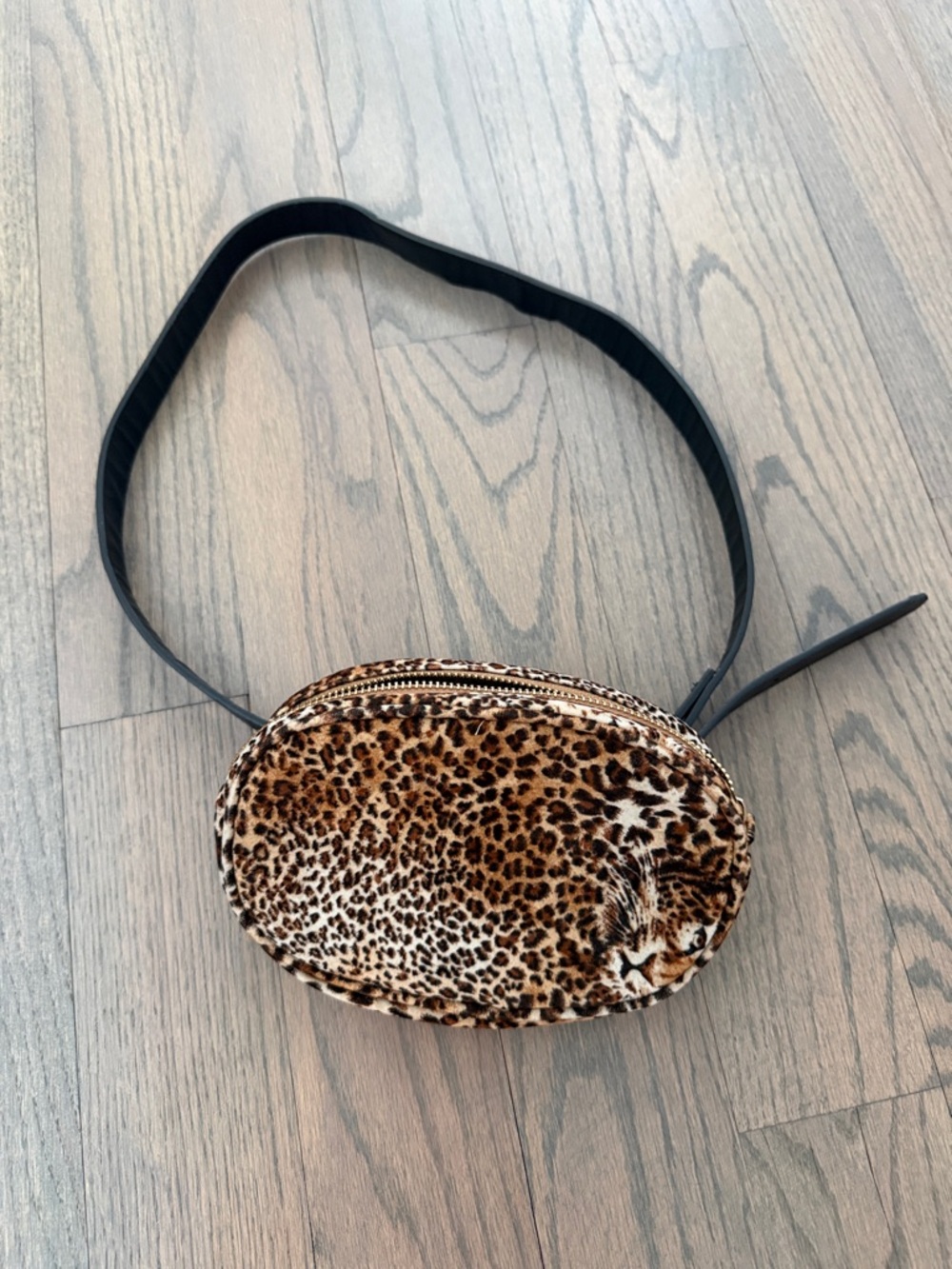 Leopard Print Oval belt Bag - Brown & Black